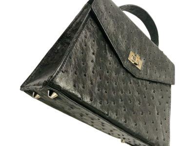 Black Ostrich Leather Handbag