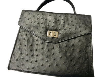 Black Ostrich Leather Handbag