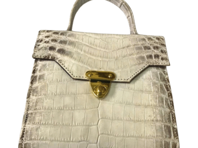 White Crocodile Leather Handbag