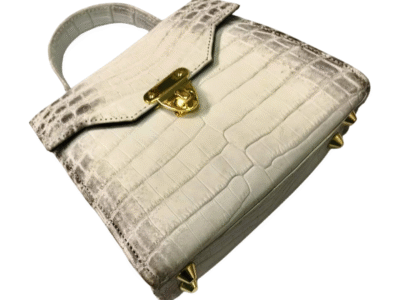 White Crocodile Leather Handbag