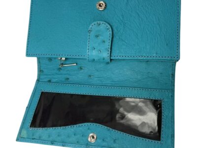 Ostrich Zipper Wallet Bondi Blue